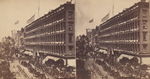 The Embassy Leave the Metropolitan for the City Hall, the Seventh Regiment Form a Hollow Square With the Carriages of the Embassy in the Middle, 1860.