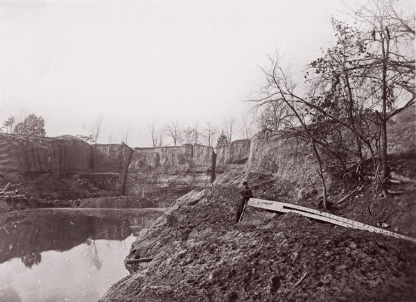 Dutch Gap Canal, 1865. Formerly attributed to Mathew B. Brady, Andrew Joseph Russell.