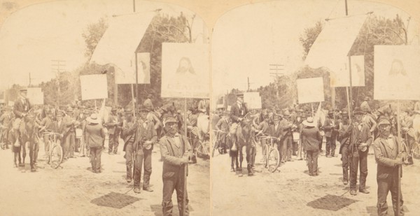 Pair of Stereograph Views of General Jacob S. Coxey's Army of the Unemployed, 1850s-1910s.