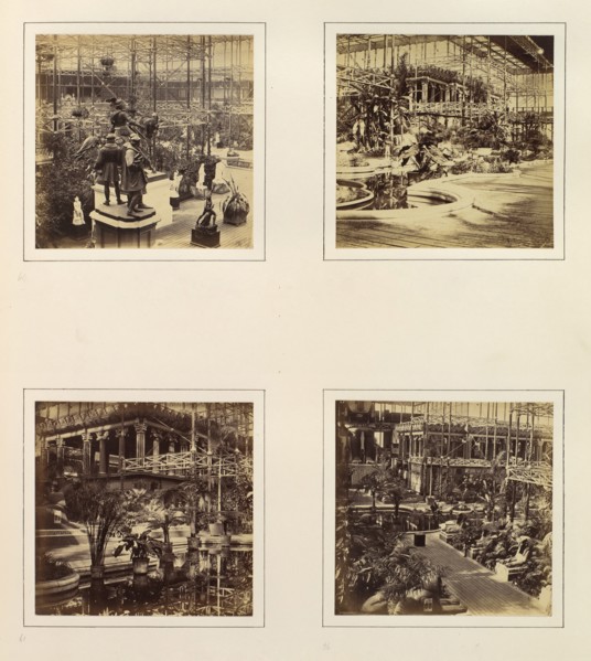 [View From Music Court to South Transept; View in Tropical Department; View of the Egyptian Court; View of North Transept], ca. 1859.
