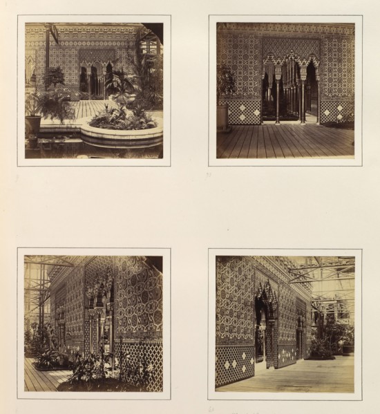 [Alhambra Court Facade Towards the Nave; Entryway to the Alhambra Court; Side View of Alhambra Court; Alhambra Court Looking Towards the North], ca. 1859.