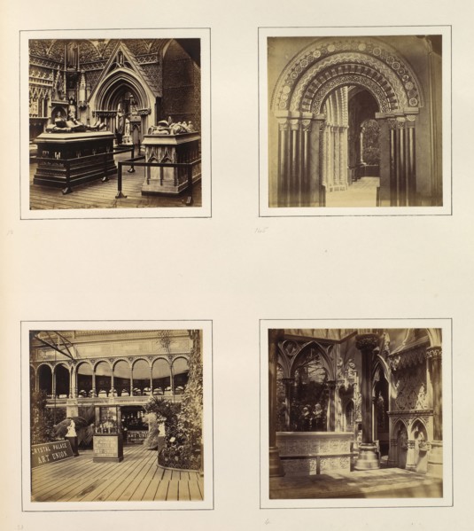 [Medieval Court; Entryway to Byzantine Court; Sheffield Court; French and Italian Mediaeval Vestibule], ca. 1859.