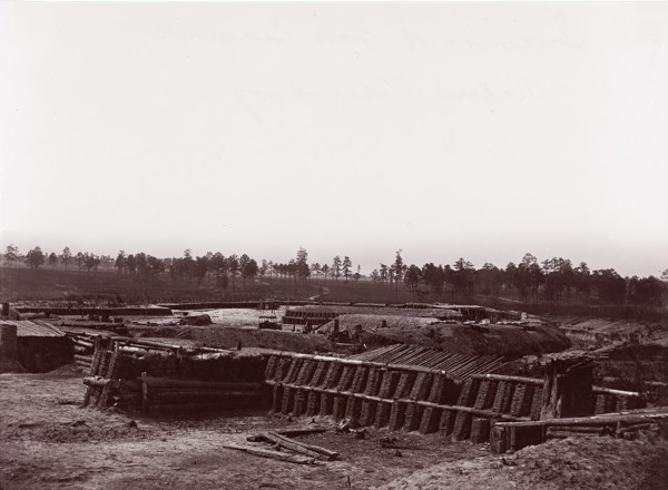 Interior of Fort Sedgwick, before Petersburg, 1861-65. Formerly attributed to Mathew B. Brady.