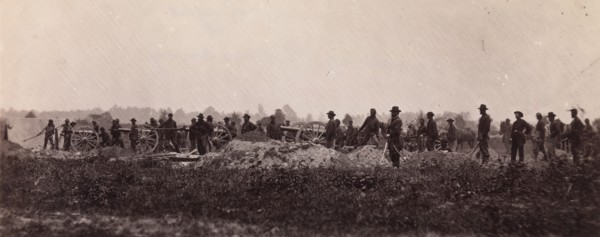 Pennsylvania Light Artillery, Battery B, Petersburg, Virginia, 1864. Formerly attributed to Mathew B. Brady.