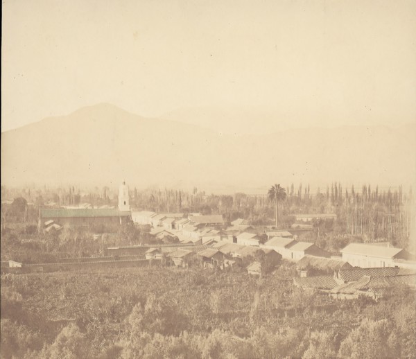 Town on Plain with Mountain in Background, 1860s.