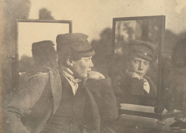 Boy in Profile, Face Shown Frontally in Mirror, 1850s.