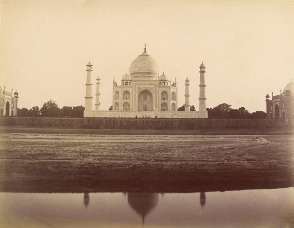 View of the Taj Mahal from the Jamuna, Agra, 1860s-70s.