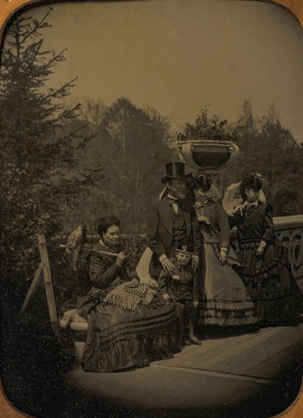 Family Posing on Bow Bridge, Central Park, New York, 1865-75.