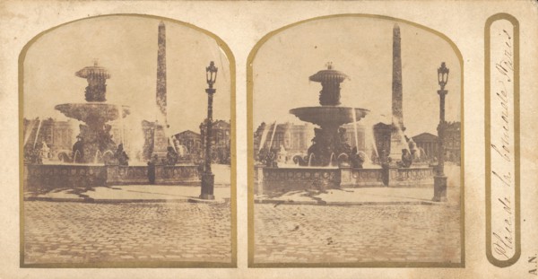 Group of 17 Early Calotype Stereograph Views, 1840s-50s. [Place de la Concorde, Paris].