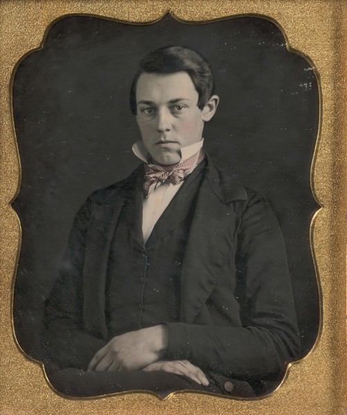 Young Man with Up-turned Collar and Bow Tie, 1850s.