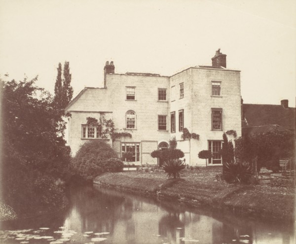 View of House from Garden by Pond with Lily Pads, 1850s.