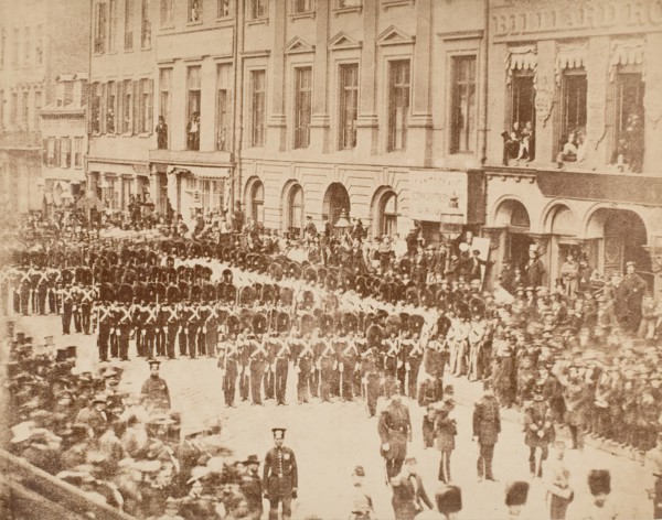 Old Boston Fuseliers on State Street, 1858.