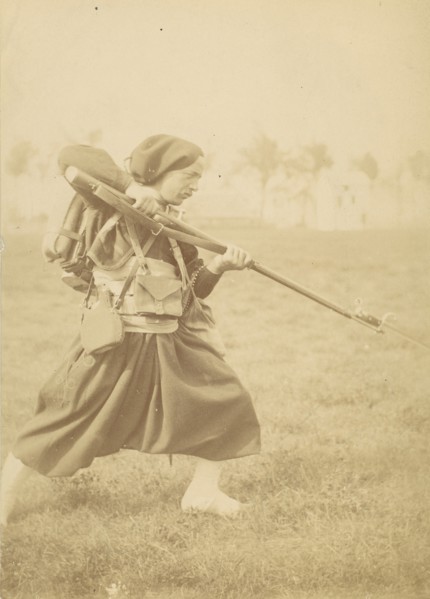 [Soldier Training with Bayonet], 1880s-90s.