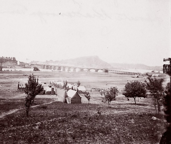 Bridge Builders Camp opposite Chattanooga, ca. 1864.