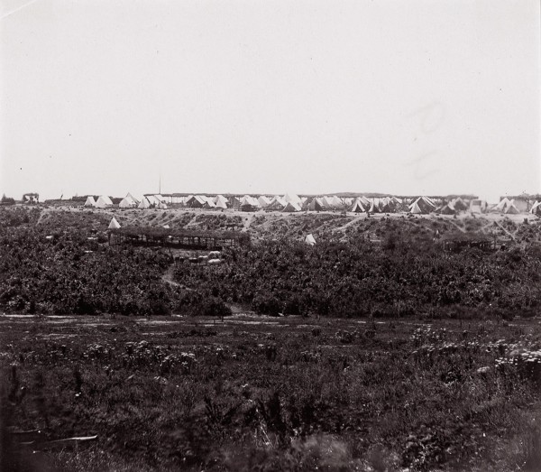 [Encampment on a bluff], 1861-65. Formerly attributed to Mathew B. Brady.