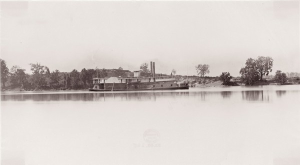 U.S. Gunboat at Kingston Gap, 1861-65. Formerly attributed to Mathew B. Brady.
