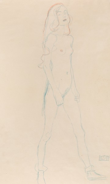A nude young girl, c. 1917. Creator: Klimt, Gustav (1862-1918).