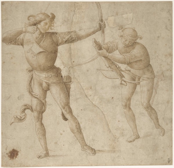 An Archer and an Arbalist, c. 1500. Creator: Perugino (ca. 1450-1523).