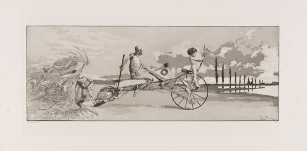 Cupid, Death and the Beyond (Amor, Tod und Jenseits) (plate XII) from Intermezzos..., 1881. Creator: Klinger, Max (1857-1920).