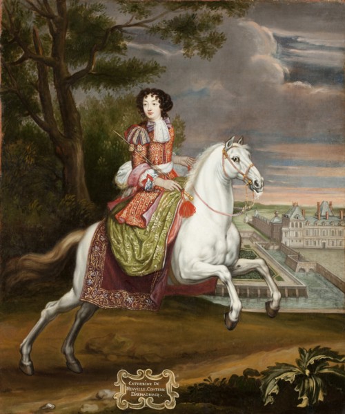 Equestrian portrait of Catherine de Neufville de Villeroy, comtesse d'Armagnac (1639-1707), 1670s. Creator: Parrocel, Joseph (1646-1704).