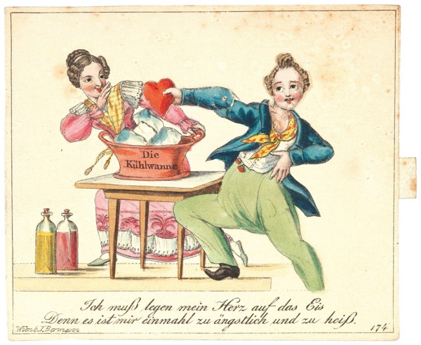 Greeting card. "I must rest my heart on ice, as it is too fearful and too hot", after 1815. Creator: Anonymous.