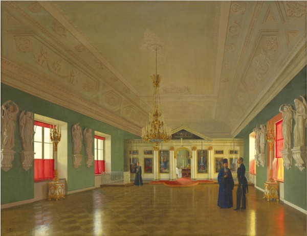 Interior of the Palace Church of St. Alexander Nevsky, Anichkov Palace, Saint Petersburg, 1850. Creator: Tutukin, Pyotr Vasilyevich (1819-1900).
