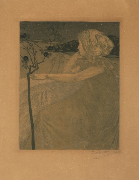 Meditation (On the Balcony), 1899-1900. Creator: Preissig, Vojtech (1873-1944).