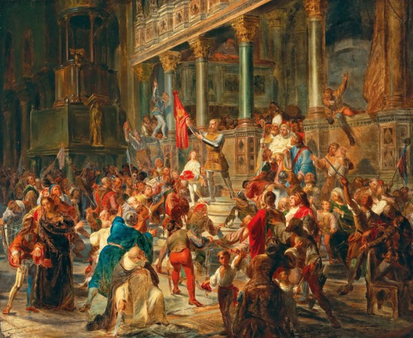 Mustering the soldiers ("Viva Messer Vittore Pisani!"), 1864. Creator: Carlini, Giulio (1826-1887).