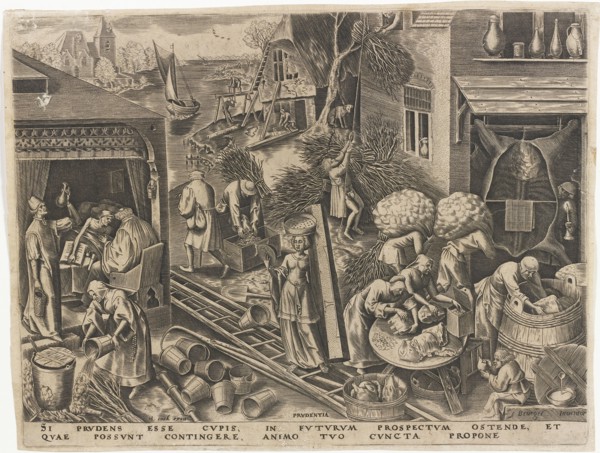 Prudentia (Prudence) from The Seven Virtues, 1559. Creator: Galle, Philipp (Philips) (1537-1612).