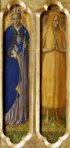 Saints Louis of Toulouse und Mary of Egypt (From the Perugia Altarpiece), ca 1437. Creator: Angelico, Fra Giovanni, da Fiesole (ca. 1400-1455).