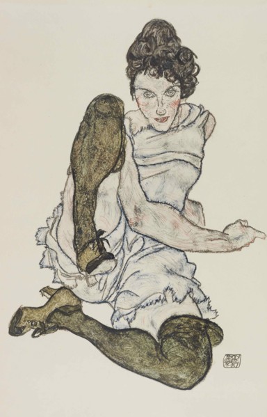 Seated Woman with Legs Drawn Up, 1917. Creator: Schiele, Egon (1890-1918).