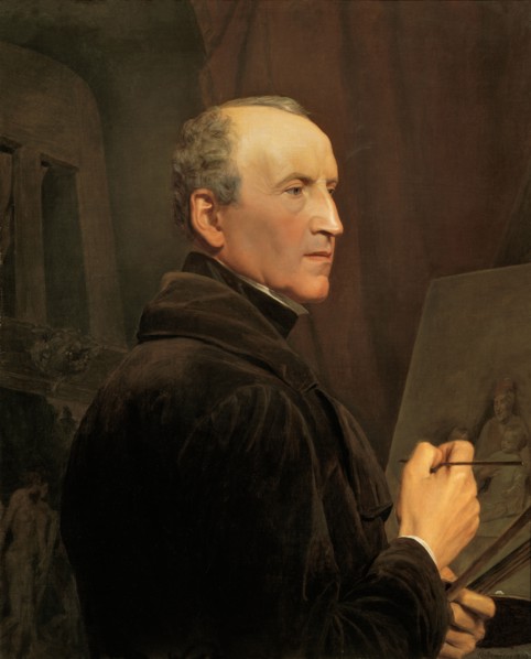 Self-Portrait at the Easel , 1848. Creator: Waldmüller, Ferdinand Georg (1793-1865).