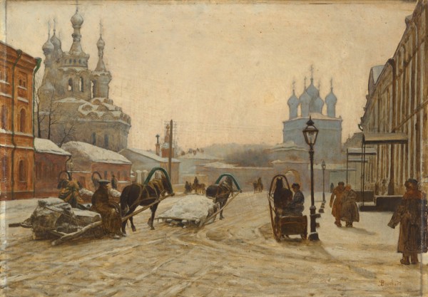 The Church of the Nativity of the Theotokos on Putinki and the Passion (Strastnoy) Monastery, 1895. Creator: Bouchard, Paul Louis (1853-1937).