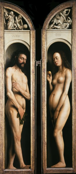 The Ghent Altarpiece. Adoration of the Mystic Lamb: Adam and Eve, 1432. Creator: Eyck, Jan van (1390-1441).