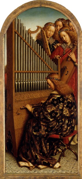 The Ghent Altarpiece. Adoration of the Mystic Lamb: Music-making Angels, 1432. Creator: Eyck, Jan van (1390-1441).