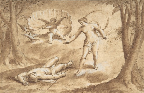 Venus Discovering the Death of Adonis, 17th century. Creator: Anon.