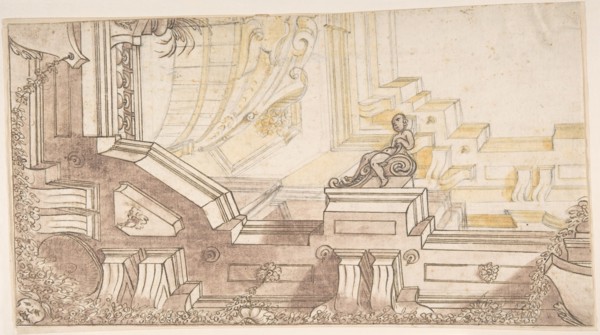 Quarter of a Design for a Trompe L'Oeil Ceiling Decoration, 17th century. Creator: Anon.