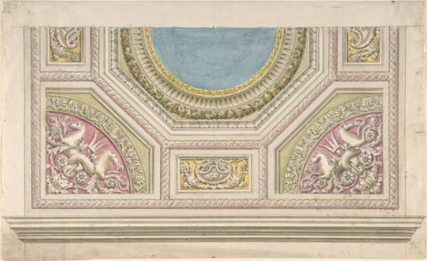 Design for a Decorated Ceiling, 19th century. Creator: Anon.