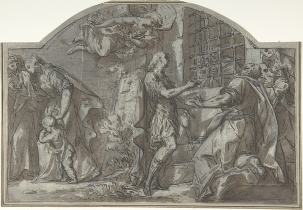 Saint Sebastian Exhorts the Christian Prisoners, 18th century. Creator: Anon.