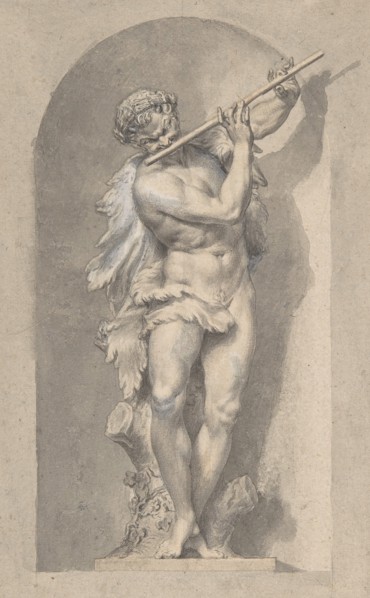 Silhouetted Study of Pan in a Niche, 18th century. Creator: Anon.