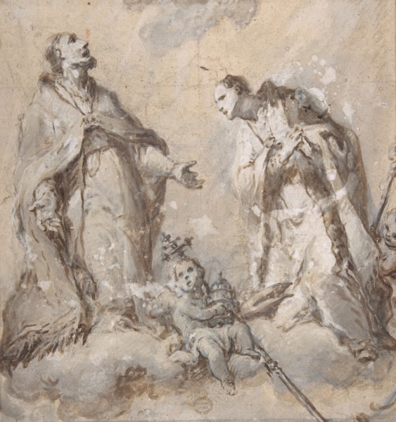 Two Saints (Pope and Bishop?), 17th century. Creator: Anon.