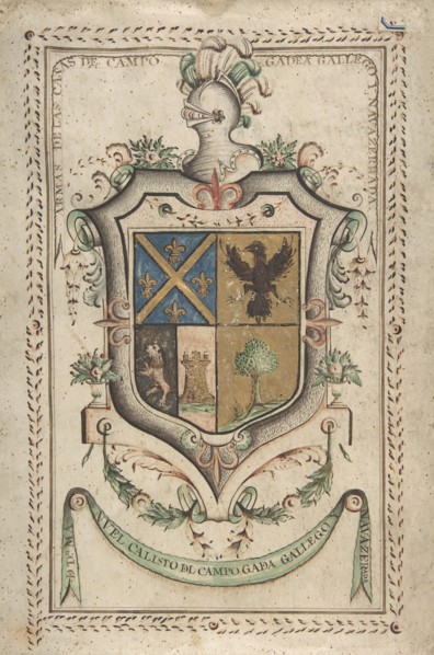 Coat of Arms Surmounted by a Plumed Helmet, 18th century. Creator: Anon.