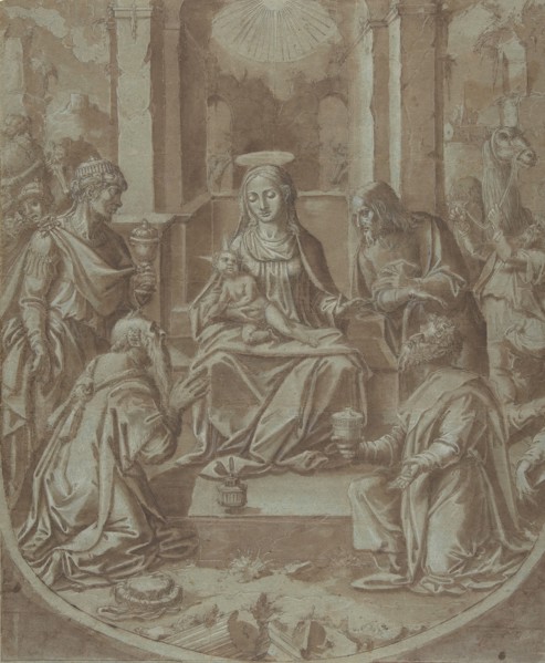 The Adoration of the Magi (Cartoon for an Embroidery), 1587-89. Creator: Attributed to Diego Lopez de Escuriaz.