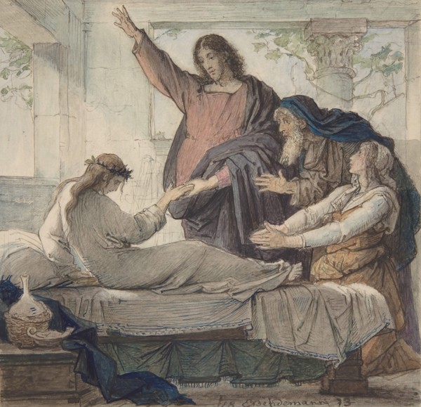 The Raising of the Daughter of Jairus, 1873. Creator: Eduard Julius Friedrich Bendemann.