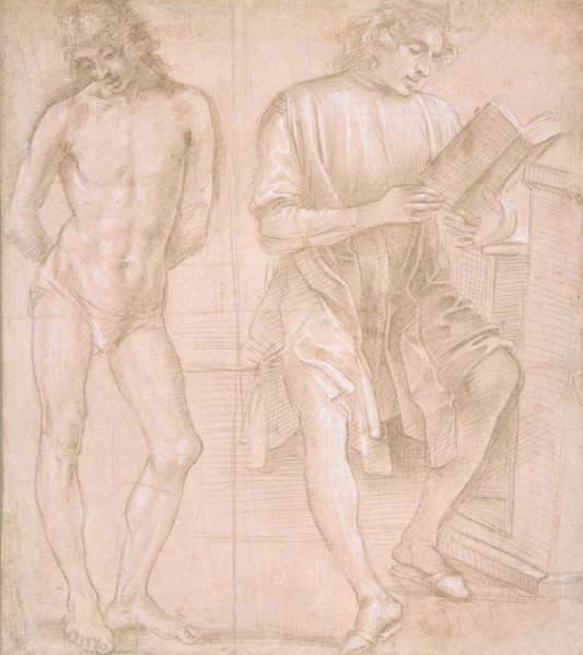 Standing Youth with Hands Behind His Back, and a Seated Youth Reading (recto)..., 1457/58-1504. Creator: Filippino Lippi.