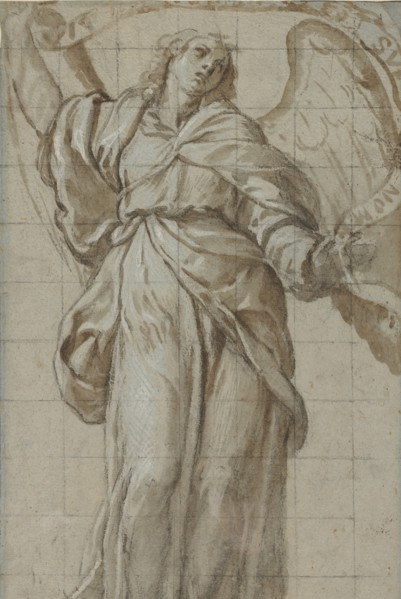Standing Angel Holding a Scroll, ca. 1614. Creator: Giovanni Domenico Caresana.