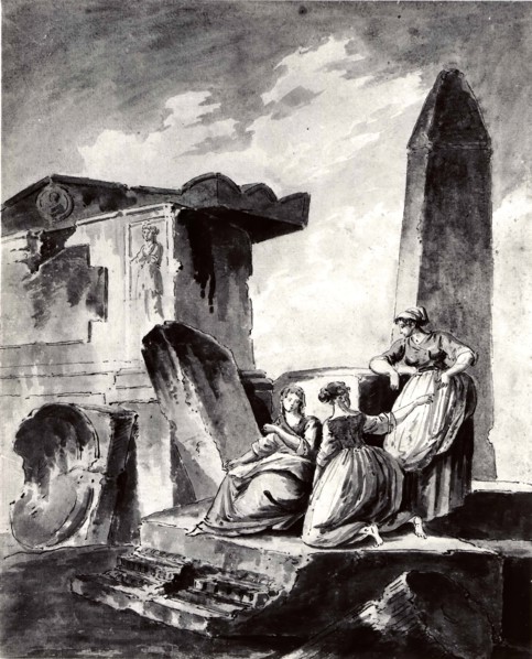 Three Young Girls by Ruins, ca. 1790. Creator: copy after Hubert Robert.