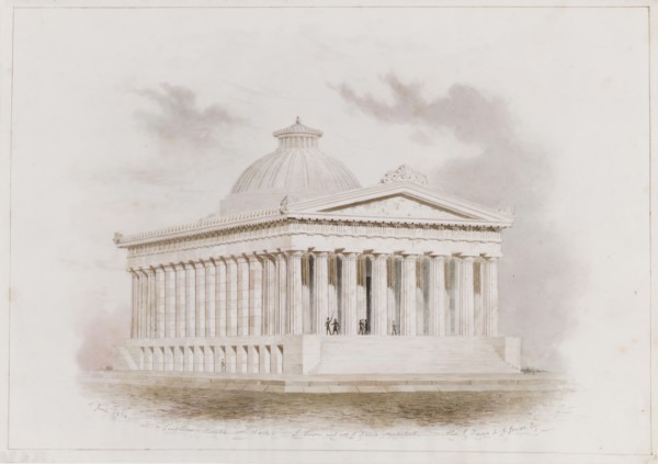 U. S. Custom House, New York (perspective), 1834. Creators: Ithiel Town, Alexander Jackson Davis.