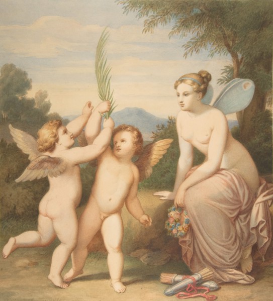 Eros and Anteros with Psyche Looking at Them, 1810-60. Creator: Johannes Riepenhausen.