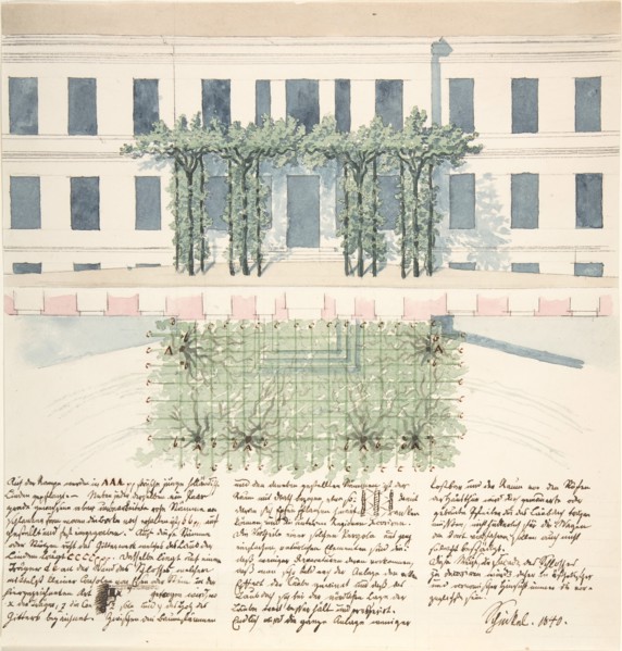 Elevation and Plan of the Façade of a Building, 1840. Creator: Karl Friedrich Schinkel.